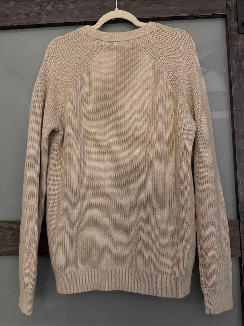 $60 msrp Quince Men's organic cotton Crewneck Knit Sweater speckled beige small